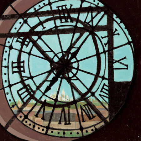垣内宣子《オルセー美術館の大時計よりパリ市街を望む》