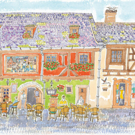 垣内宣子《ワイン街道の真珠といわれる美しい村リクヴィ―ルのレストラン》